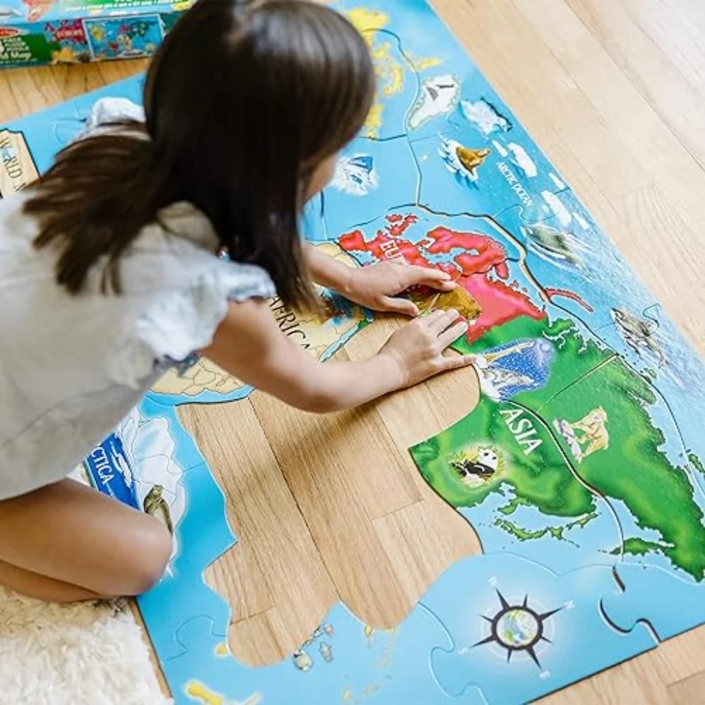 33 Pc Melissa & Doug World Map Extra Large Fun Floor Puzzle 2x3 Feet 6+
